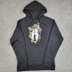 Harry Styles Hoodie Mens Small Black Fleece Pullover Sweatshirt Floral Graphic